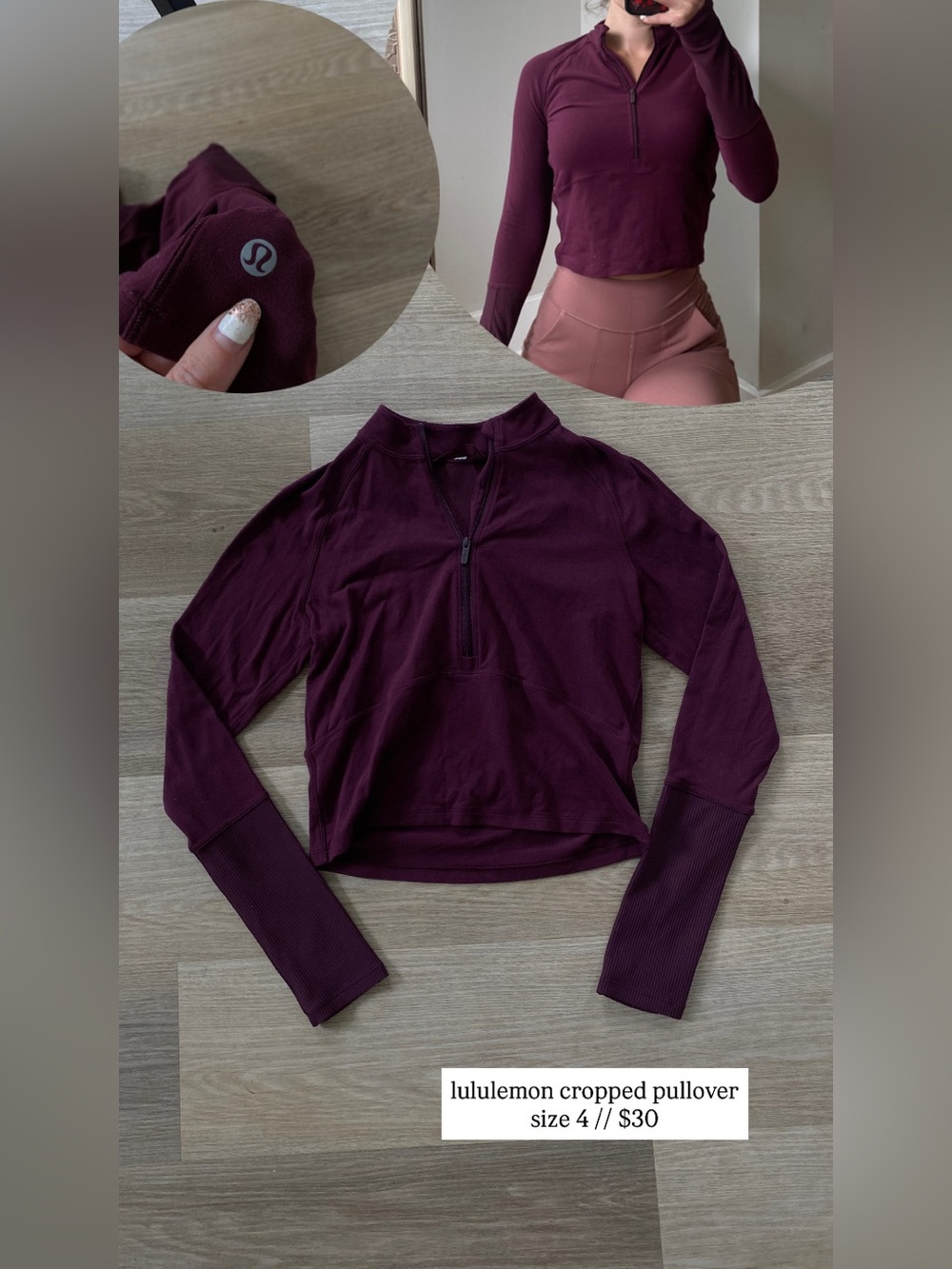 lululemon cropped pullover size 4